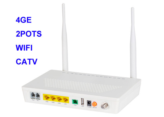 Ethernet 4 Gigabit GEPON ONU 1 de Steun IPv4 van USB 4GE 2POTS WIFI CATV en de dubbele stapel van IPv6