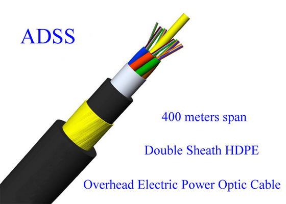 ADSS-Spanwijdte van de Vezel de Optische Gepantserde Kabel G652D 48B1.3 11KN 400M 13.4mm 48 Kernpe HDPE