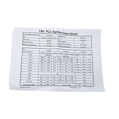 KEXINT FTTH Single Mode 1x6 LGX Card Type SC UPC Connector G657A1 Fiber Optical PLC Splitter
