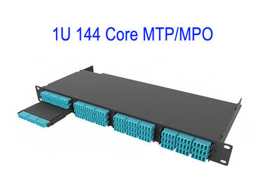 1U 144 Optisch MTP MPO het Flardkoord OM4 12 Kerndozen Magenta 0.3dB Met beperkte verliezen van de Kernvezel